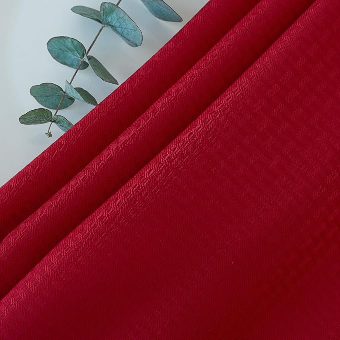maxmill Christmas Tablecloth Stain Resistant Waterproof Wrinkle Resistant Spillproof Washable Weaved Texture Table Cloth for Dining Room, Holiday Dinner, Rectangle 60 x 140 Inch, Red
