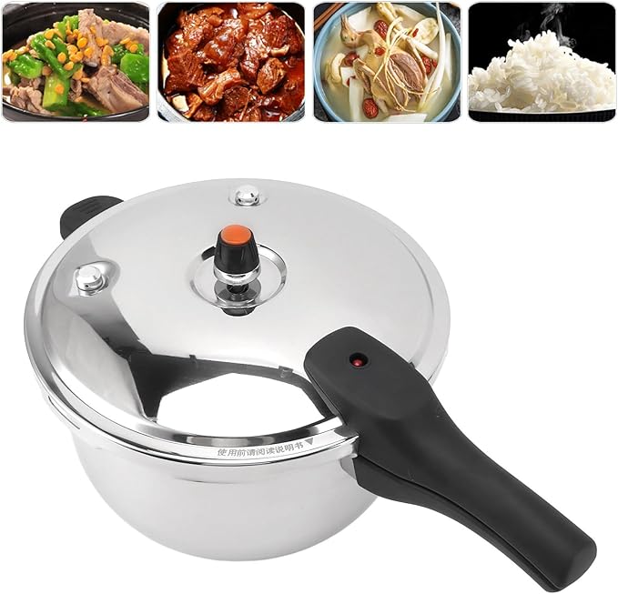 Stainless Steel Pressure Cooker, Fast Cooking Pot with Safety Valve, Multifunctional Design, Intelligent , Universal for Induction Cooktops and Stoves, Comfortable (2L)