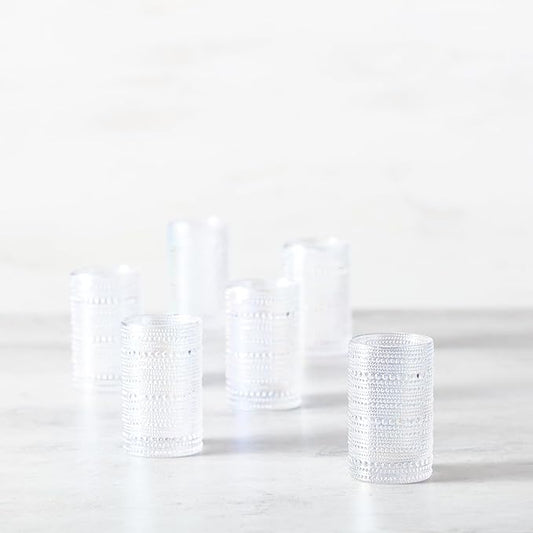 Fortessa Jupiter Beaded Hobnail Glass, 13 Ounce Iced Beverage (Set of 6), Iridescent