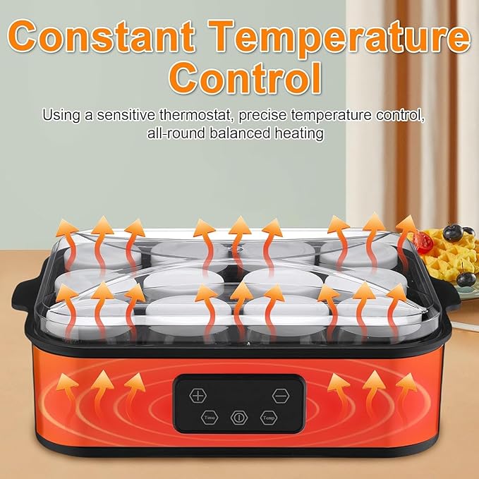 Automatic Yogurt Maker 2160ml Digital Yogurt Maker Machine with 12 Jars Adjustable Temperature 48H Time Control for Fresh Homemade Yogurt Dessert, Led Display Multi-Function Electric Yogurt Machine