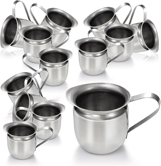 Fit Meal Prep [12 Pack] 5 oz Creamer Pitcher - Stainless Steel Bell Creamers, Mini Cup Container for Serving Milk, Coffee Cream, Salad Dressing, Maple Syrup, Espresso Machine for Restaurant, Cafes