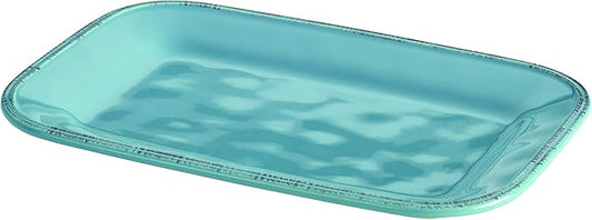 Rachael Ray Cucina Dinnerware Stoneware Rectangular Platter, Agave Blue -, 8" x 12"