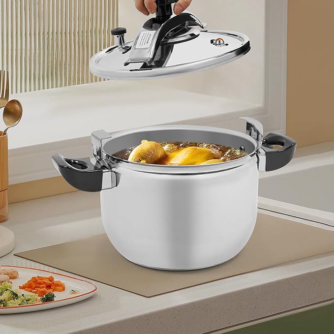 Stainless Steel Pressure Cooker Large Capacity Cooktop Pressure Pot with Multiple Protection Functions for Home Restaurants Canteens, Multiple Stove Compatible (11.62 Qt)