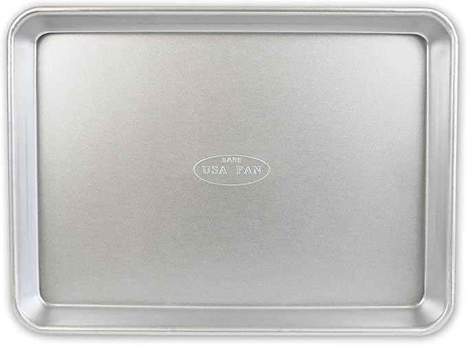 USA Pan Bakeware Traditional Aluminized Steel Uncoated Quarter Sheet Baking Sheet Pan, Made without nonstick coating