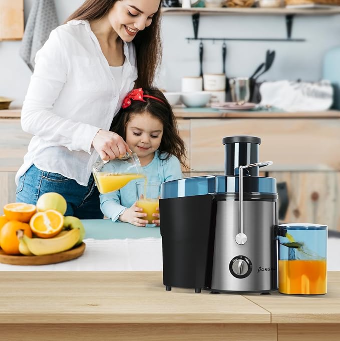 Panana Juicer Centrifugal Juicer Machine, Juicer with 1000W Motor, Dual Speed Juice Maker for Fruit, Vegetables, Exlarge 3" Feed Chute, BPA-Free