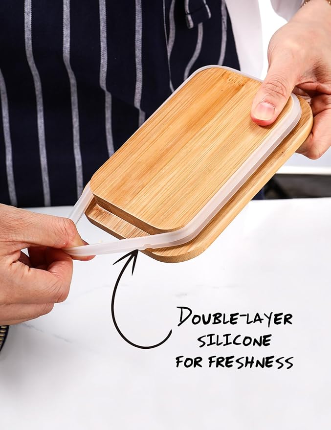 Butter Dish with Lid for Countertop, AISBUGUR Metal Butter Keeper with Stainless Steel Multipurpose Butter Knife, Large Butter Container with Double High-quality Silicone Good Kitchen Gift Green