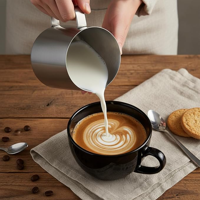 304 Stainless Steel Measuring Cup with Handle and Pour Lip, 32oz / 1000ml Metal Pitcher with Oz And ML Marking, 18/8 Stainless Steel Heavy-Duty Milk Frothing Jug for Latte Art Iced Tea Hot/Cold Water