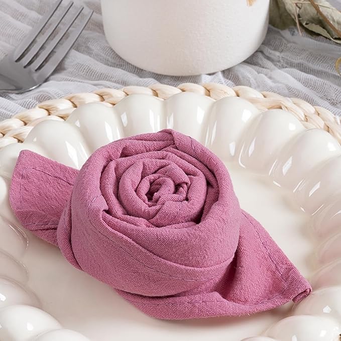 MLMC 8 Pack Caramel Cloth Napkins Rustic Washable Cotton Linen Napkins Set of 8 17"x17" Reusable Dinner Napkins Cloth for Spring Easter Wedding Party Bridal Shower Everyday Use Gathings Decor