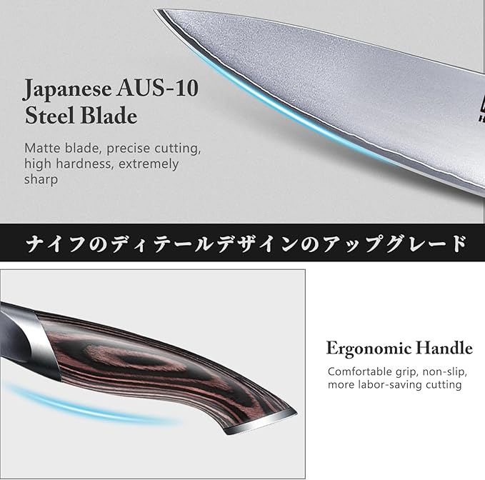 HOSHANHO Knife Set with Magnetic Knife Holder, 6 Pieces Japanese High Carbon Stainless Steel Kitchen Knife Sets, Ultra Sharp Professional Chef Knives Sets