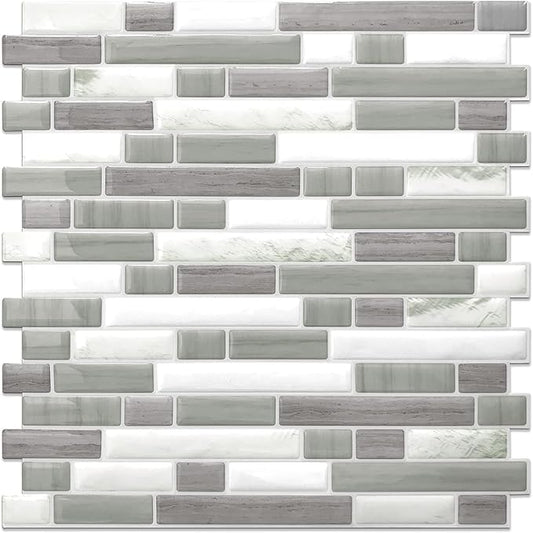 STICKGOO Thicker Design Peel and Stick Tile Backsplash, 12”×12”Stick on Backsplash for Kitchen, Self Adhesive Tile for Kitchen Backsplash and Bathroom(10 Sheets, Gray)