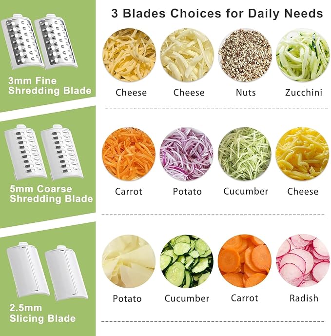 Electric Cheese Grater,3 In 1 Electric Grater For Home Kitchen,One-Touch Easy Control Salad Shooter Cheese Grater For Block Cheese Vegetable Cucumber Nuts