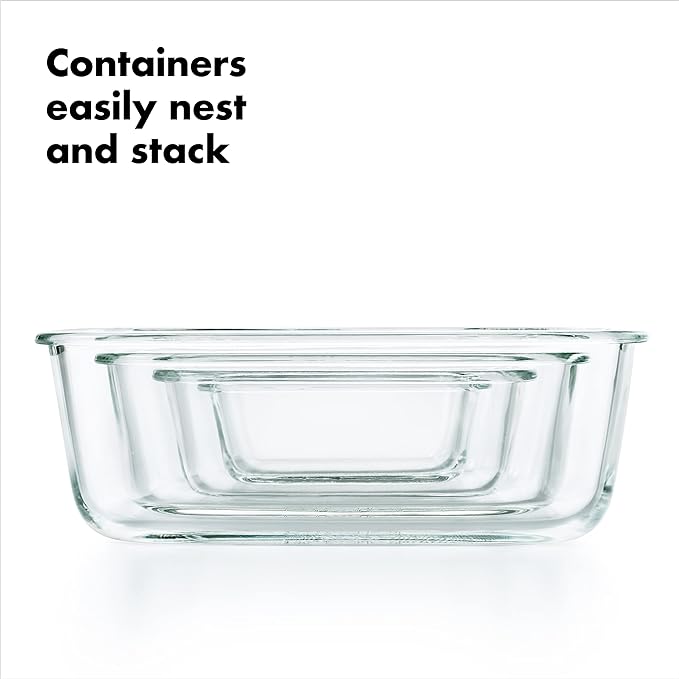 OXO Good Grips 1.6 Cup Smart Seal Leakproof Glass Rectangle Airtight Food Storage Container