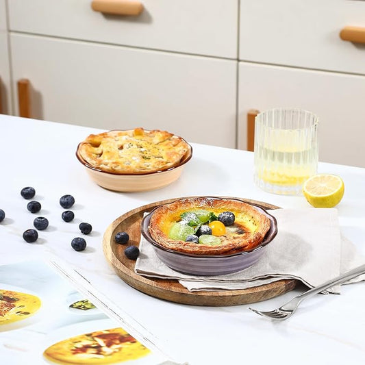 Selamica Ceramic Mini Pie Pans Set of 6, 6 Inch Pie Dish for Baking, Small Pie Plate with Fluted Edge for Apple, Quiche, Pot Pies, Microwave & Oven Safe, Maillard