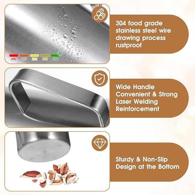 Stainless Steel Pitcher with Lid 2 L 70 oz Measuring Cup with Marking Metal Water Container with Handle Milk Frothing Jug for Iced Tea Hot Cold Water
