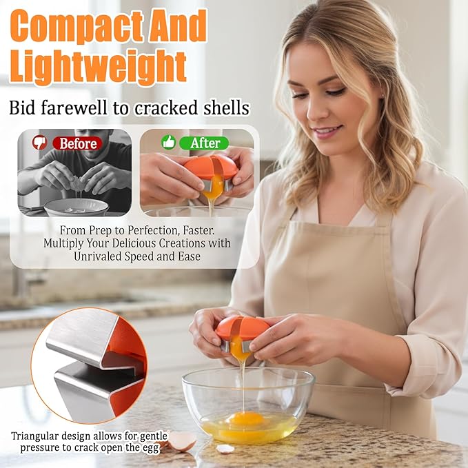 Egg Shell Opener, 3-Piece Stainless Steel Egg Opener Set for Hard Boiled and Raw Eggs, Efficient Egg Cracker Tool for Home Cooks and Baking Enthusiasts, 3 Colors