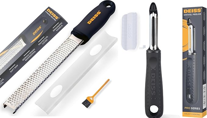 Deiss PRO Citrus Zester & Cheese Grater and Deiss PRO Swivel Vegetable Peeler