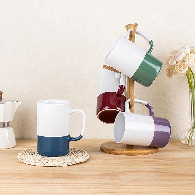 AmorArc 16oz Coffee Mugs Set of 4, Large Colorful Ceramic Coffee Mugs for Man, Woman, Dad, Mom, Modern Coffee Mugs Set with handle for Tea/Latte/Cappuccino/Milk/Cocoa. Dishwasher&Microwave Safe