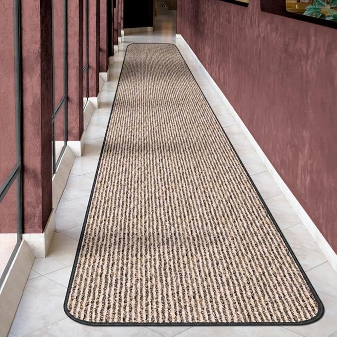 House, Home and More Skid-Resistant Carpet Runner - Black Ripple - 18 Feet X 27 Inches