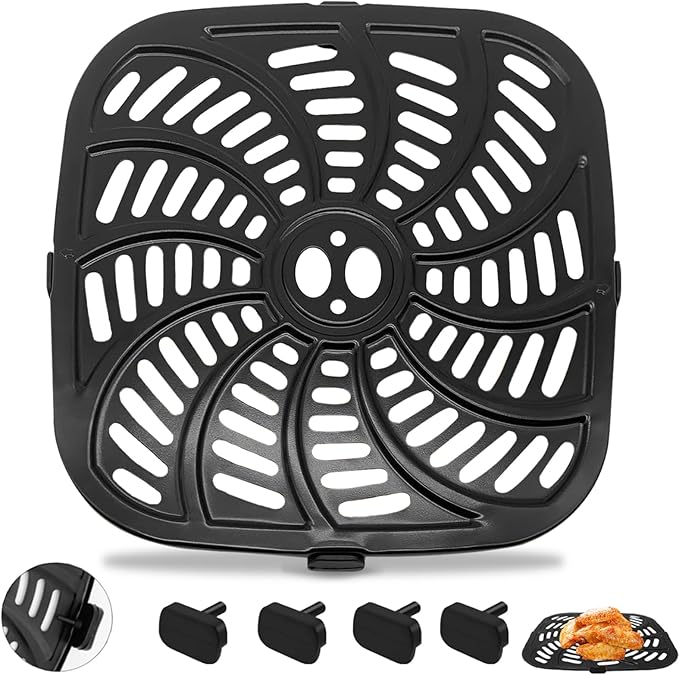 Air Fryer Replacement Tray for Gourmia GAF856 GAF826 Air Fryer, Nonstick 9.8''*9.8'' square Air Fryer Replacement Parts Rack Grill Pan Grill Plate Crisper Plate for Gourmia 8QT Air Fryer