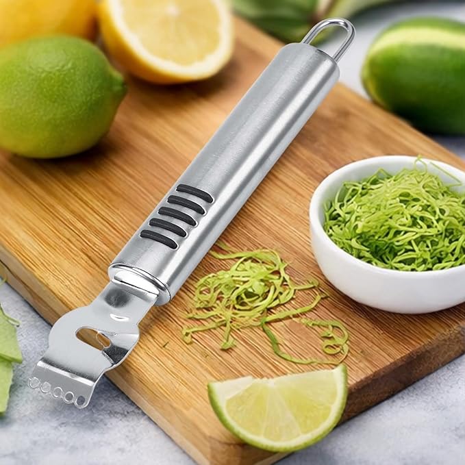 Stainless Steel Lemon Zester Peeler, Citrus Scraper with Canelle Knife, Kitchen Fruit Peeling Tool
