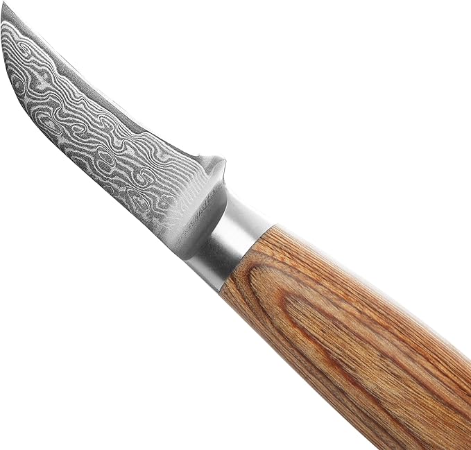 Wakoli EDIB Pro Damascus Peeling Knife – Japanese Style Kitchen Knife | 2.4-Inch Genuine Damascus Steel Blade with VG10 Core | Ergonomic Pakkawood Handle | Professional Chef Knife in Gift Box