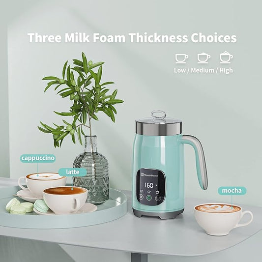 Maestri House Milk Frother, Variable Temp and Froth Thickness Milk Frother and Steamer, 14.1OZ/400ML Smart Touch Control Foam Maker, Memory Function for Latte, Warm Milk, Hot Chocolate (Blue)