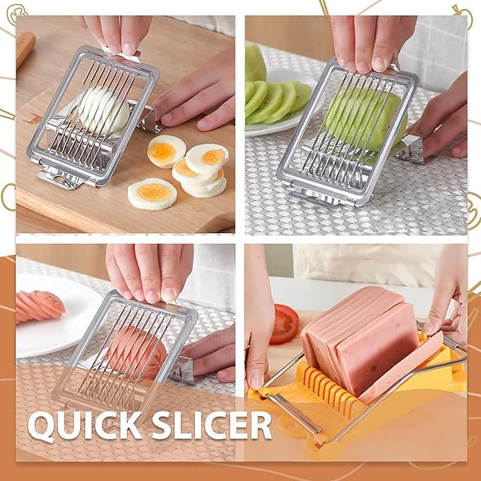 Egg Slicer for Hard Boiled Eggs Multipurpose Hard Boiled Egg Slicer Egg Cutter Stainless Steel Eggs Slicers for Kitchen Restaurant Egg Cutter for Soft Boiled Eggs Food Slicer Kitchen Tools