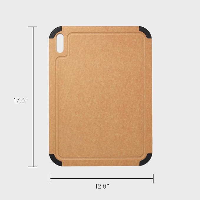 Public Goods Wood Cutting Board | Large Cutting Board for Kitchen | Made From Wood Fiber and Paper Composite | Non-Slip Silicone Corners | Dishwasher Safe, Durable, and Knife-Friendly | 17.3" x 12.8"
