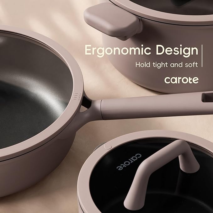 CAROTE 19PCS Pots and Pans Set, Nonstick Cookware Set, Kitchen Cooking Set Induction Non-toxic Granite Set