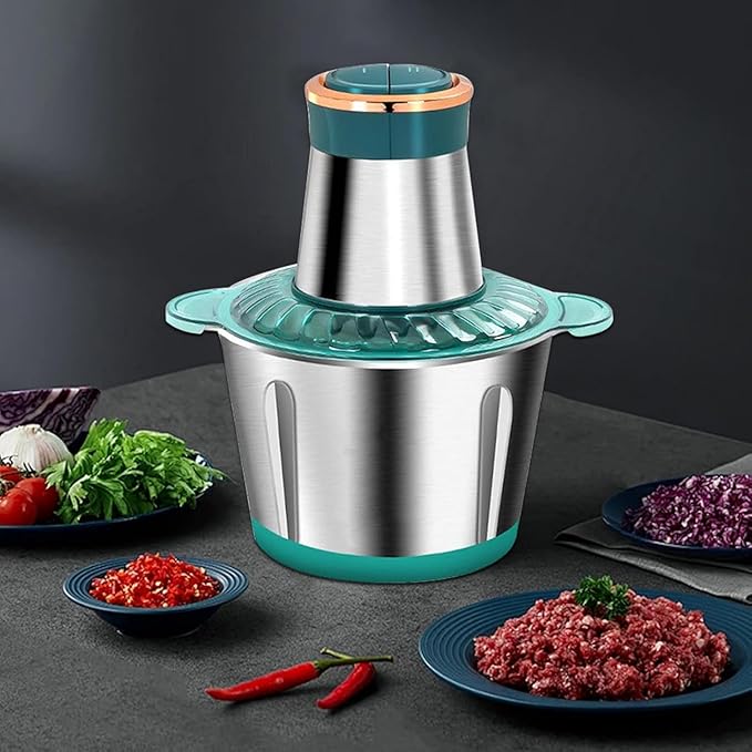 Food Processor,Electric Food Chopper,Fast Shredding for Meat, Vegetables, Fruits and Nuts,Electric Food Chopper with 4 Large Sharp Blades for Meat, Upgraded Button & Smart Overheat Protectio (3L)