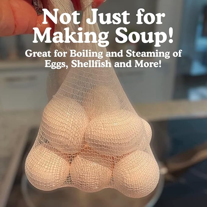 Regency Wraps, Soup Sock, Cotton Mesh Bags for Making Clear Flavorful Broth and Soups, Cotton Blend, Measures 24 inches, Pack of 6