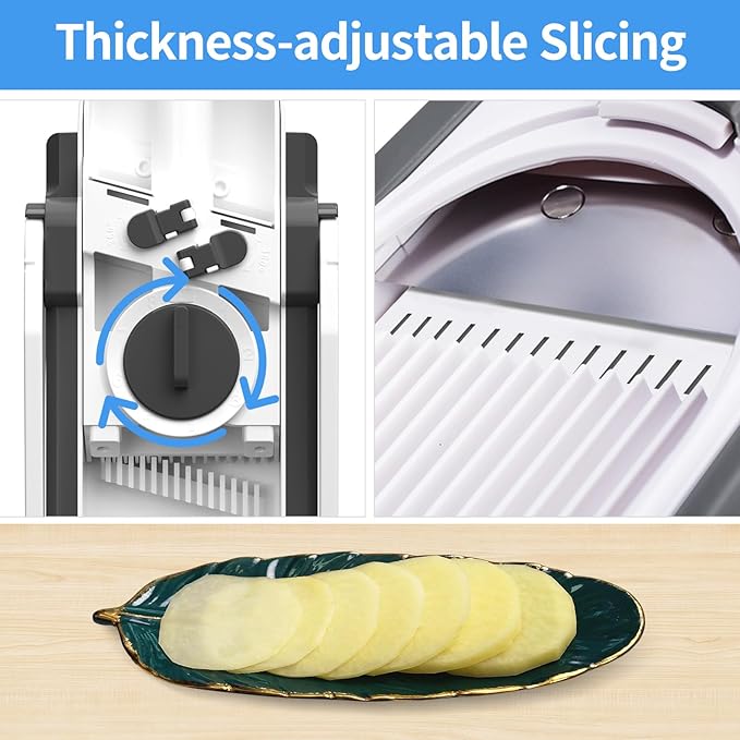 Safe Veggie Chopper Vegetable Cutter, French Fry Cutter Onion Chopper Vegetable Slicer Fruit Cutter Dicer, Multifunctional Kitchen Gadgets Mandoline Food Slicer For Meal Prep - Gray