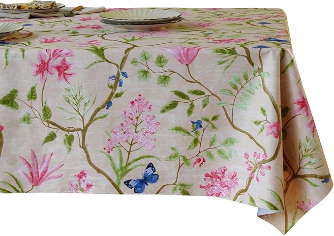 Rectangle Table Cloth,100% Waterproof Tablecloth Oil Proof Spill Proof Vinyl Table Cloth, Wipe Clean Plastic Table Cover for Dining, Camping, Indoor and Outdoor 54" x 120",Pink
