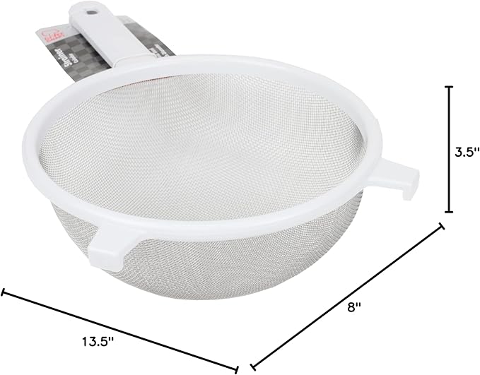 Chef Craft Classic Stainless Steel Mesh Strainer, 8 inch, White