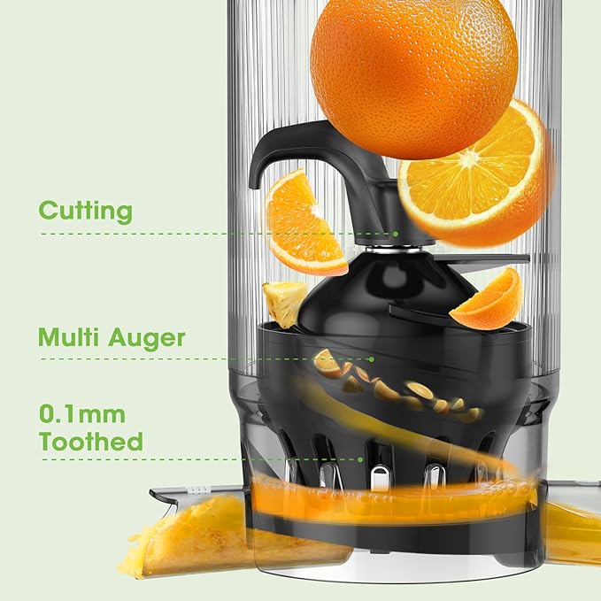 SMALLHOO Juicer Machines, 5.3" Wide Feed Chute Cold Press Juicer for Whole Vegetables & Fruits, High Juice Yield, BPA Free (Slivery)