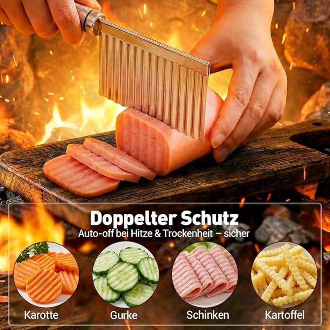 Crinkle Cutter Stainless Steel French Fry Cutter for Potatoes, Heavy Duty Wavy Chopper & Potato Slicer, All Stainless Steel Blade French Fries Cutter for Vegetable and Fruit (2pcs)