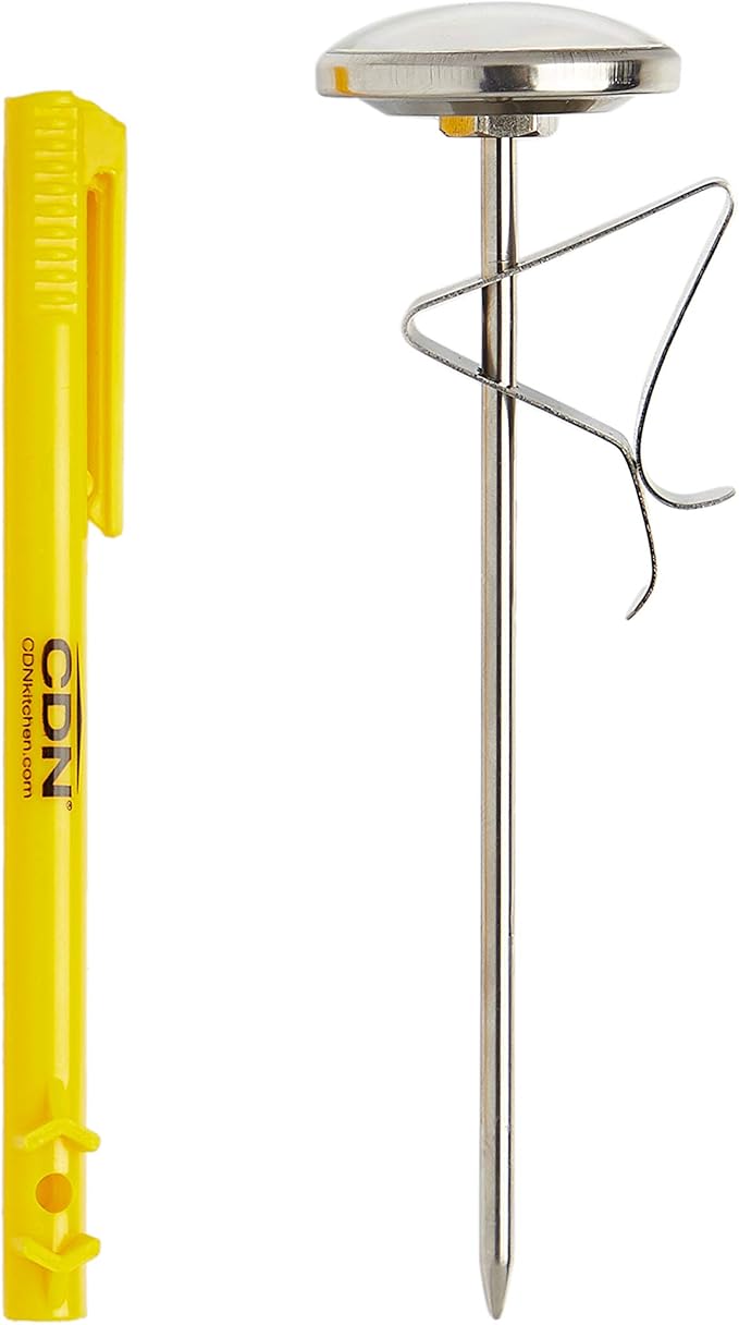 CDN ProAccurate® Instant Read Beverage Frothing Thermometer with Clip for Precise Temperature Measurement, 5" Stainless Steel Stem, Yellow Case (IRB220-F)