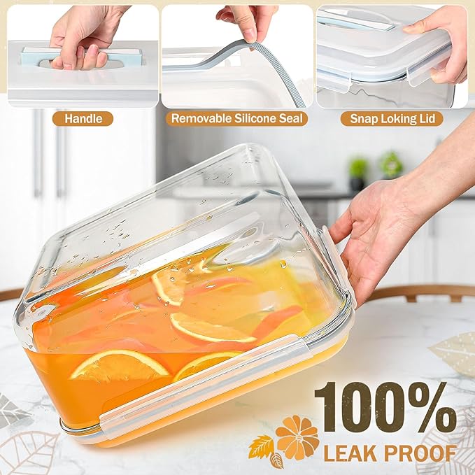 Large Glass Storage Containers with Lids, Extra Large Glass Food Containers for Rotisserie Chicken/Turkey and Potluck, Giant Watermelon Container, XL Big Bowl Freezer Storage Container Airtight 200oz