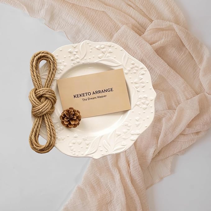 Keketoarrange Beige Cheesecloth Table Runner Gauze Rustic 120 Inch 10 FT for Wedding Baby Shower Bridal Shower Birthday Engagement Garden Party Long Sheer Boho Spring Easter Home Decorations