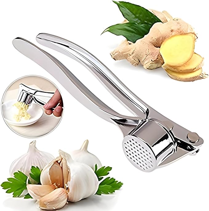 Stainless Steel Garlic Crusher Presser Garlic Press Manual Garlic Mincer | Garlic Cutter Chopper | Easy to Squeeze & Clean for Kitchen