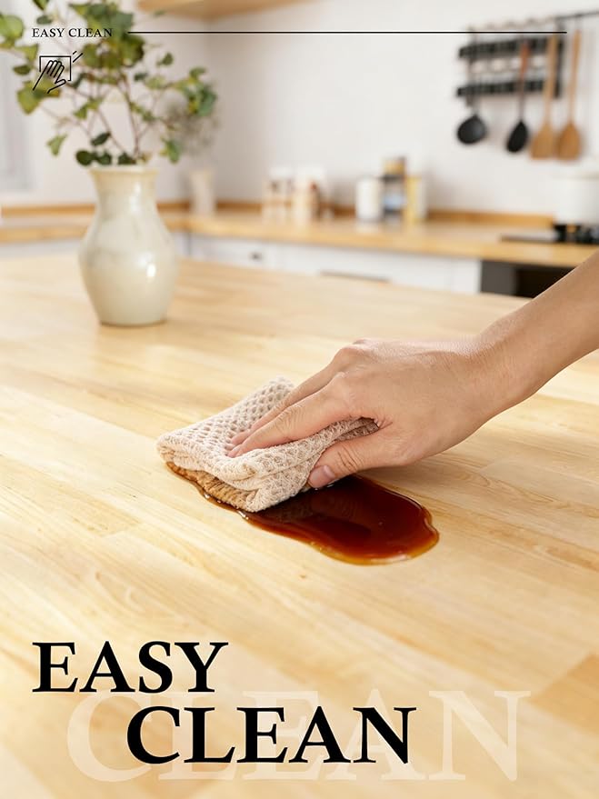 6FT Butcher Block Countertop Birch Solid Wood - 72" x 25" Table Top Butcher Block Cutting Board for Kitchen Island Living Dining Table Office Desk Workbench Washer Dryer Countertop Unfinished 1.5" Th