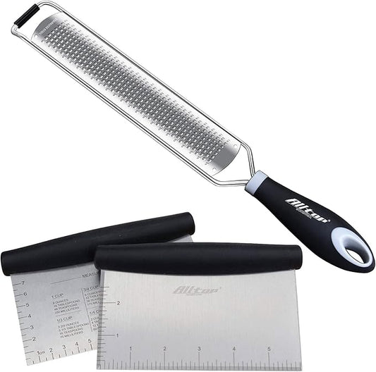 Hand-held Stainless Steel Lemon Zester & Bench Scraper