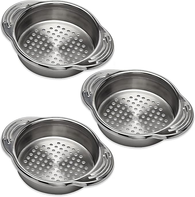3-Pack Tuna Can Strainer, Stainless Steel Sieve Tuna Strainer Press Can Oil Squeezer Canning Colander for Regular-Size and Wide-Necked Tunas, Dishwasher Safe 4.53 x 3.23 x 1 inch