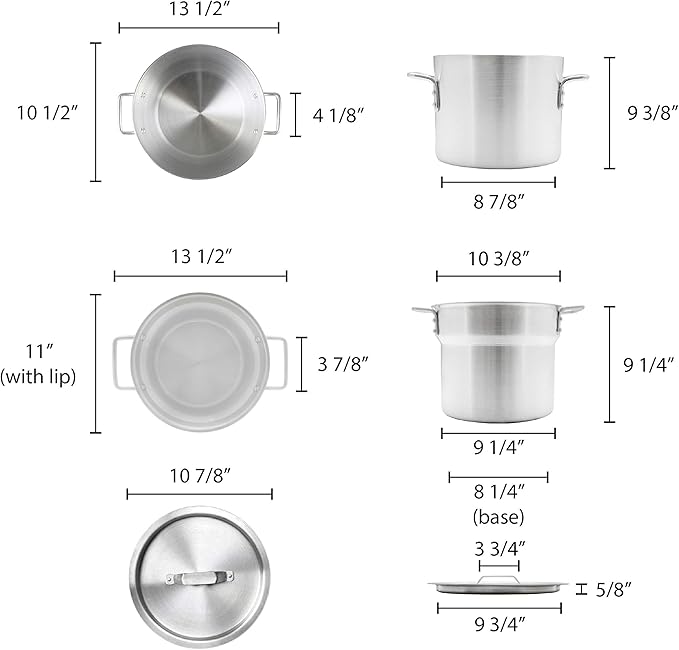 Excellante 12 Quart Aluminum Heavy Gauge Double Boiler Satin Finish