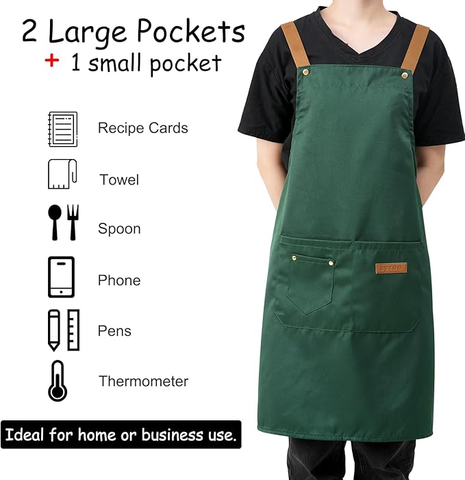 DILLMAN Art Aprons for Men Women Painting Pottery Baking, H Back Straps Waterdrop Kitchen Chef Cooking Apron with Pockets