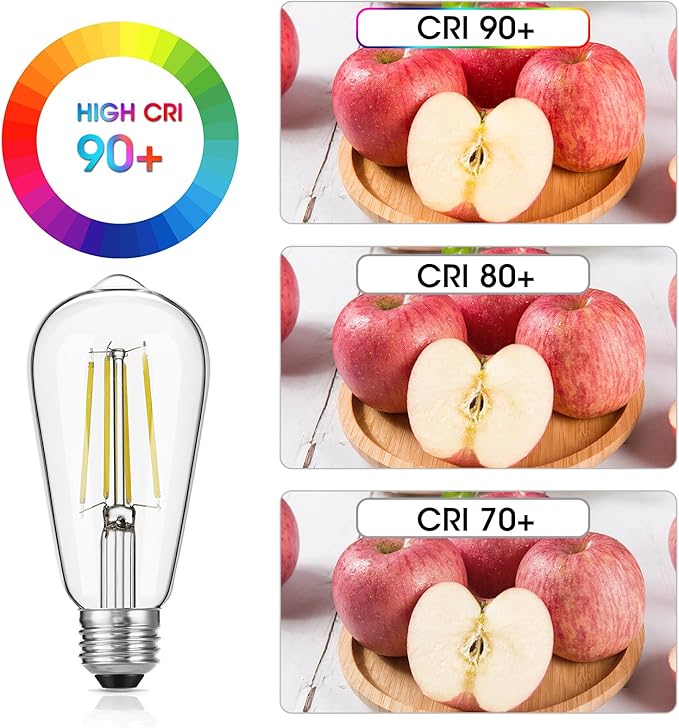 Dimmable Vintage LED Edison Bulb 60W Equivalent, 6W 750Lumens Edison Light Bulbs 5000K Daylight White, ST58 Antique LED Filament Bulb CRI 90+, E26 Medium Base, Clear Glass, Pack of 24