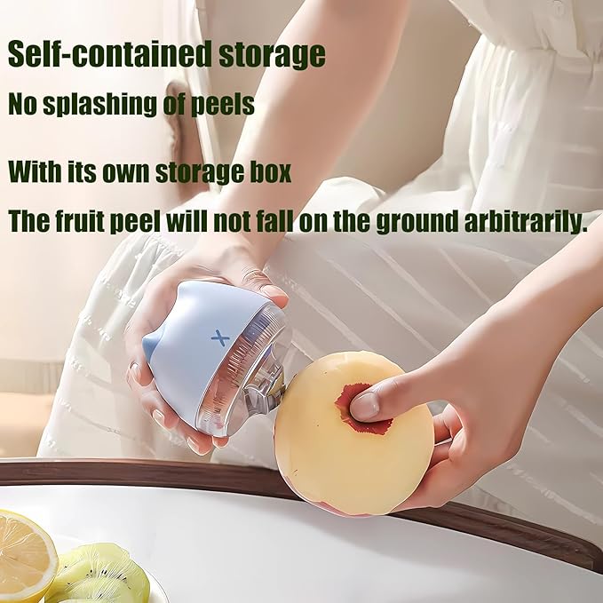Paring Knife with Storage Case, Fruit and Vegetable Peeler with Container, Travel Home Kitchen Reversible Stainless Steel Multi-Purpose Peeler (Blue)
