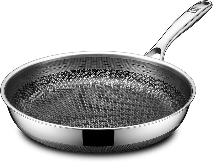 KOBACH 10in Nonstick Frying Pan - Stainless Steel Skillet, Dishwasher & Oven Safe, Compatible with Induction & Gas Stoves, Non-Toxic & Easy to Clean