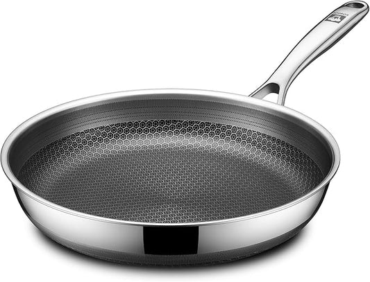 KOBACH 10in Nonstick Frying Pan - Stainless Steel Skillet, Dishwasher & Oven Safe, Compatible with Induction & Gas Stoves, Non-Toxic & Easy to Clean