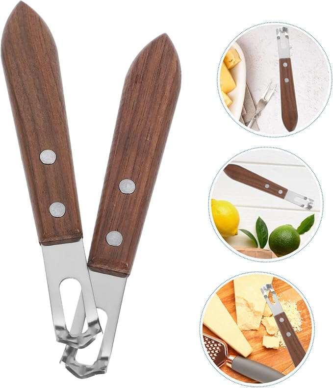GLEAVI 2Pcs Stainless Steel Fruit Grater Lemon Zester Kitchen Supplies for Cheese and Butter Kitchen Tool with Wood Handle for Home Restaurant Use